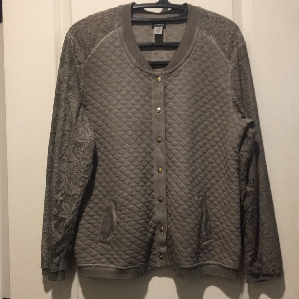 Nwot Gerry Weber Womens Bomber Snap Down Quilted Jacket Lace Long Sleeve No Size